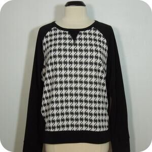 VAN HEUSEN Womens XXL Black White Houndstooth Print Sweatshirt